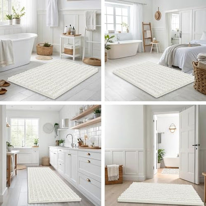 Smiry Bathroom Rugs 30X20, Extra Soft Rubber Backing Chenille Bath Mats - color: Ivory, size: 30'' X 20''