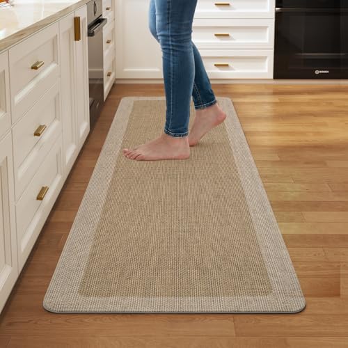 Kitchen Rugs Non Slip Rubber Backing Kitchen Mat 17"x47" Brown - color: Brown, size: 17"x47"