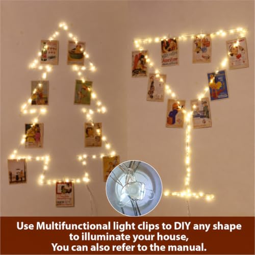 HXWEIYE 100LEDs Photo Clips String Light, 33Ft Battery Powered, 8 Modes - color: Warm White, size: 33 Feet, 100 LEDs, Battery Powered, 8 Modes