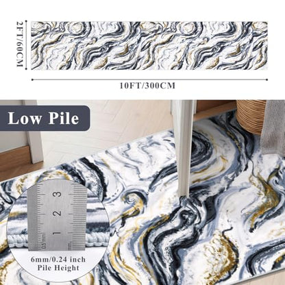 Yamaziot 2x10 Washable Modern Abstract Runner Rug Non-Slip for Hallways - color: Black, size: 2x10ft