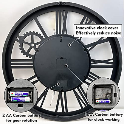 The B-Style Large Wall Clock 30 inch/76cm Gray White and Bronze Gears - color: Gray White and Bronze Gears, size: 30 inch (76 cm)