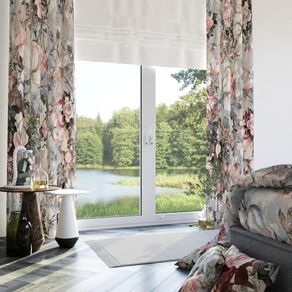 Pink Grey Floral 100% Blackout Curtains 2 Panels 52Wx63L Inch Red - color: Pink&grey&white, size: 52"W x 63"L (Pack of 2)