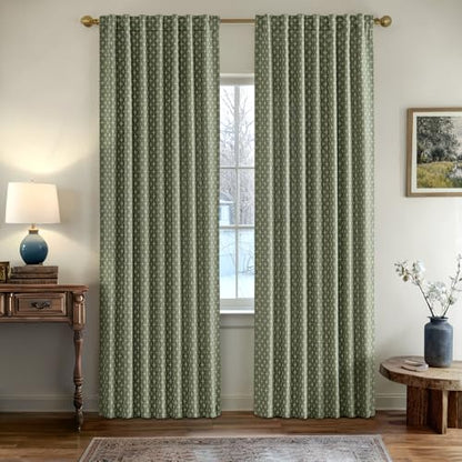 MIULEE Christmas Farmhouse Linen Curtains, Back Tab, 52Wx72L, Olive Green - color: Olive Green, size: 52"W x 72"L (Pack of 2)