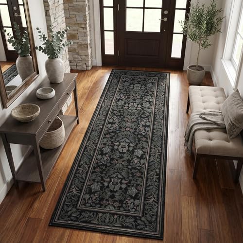 GarveeHome Washable 2.5x10 Hallway Runner Rug Non Slip Kitchen Rugs, Black - color: Black, size: 2'6" x 10' (Rectangular)