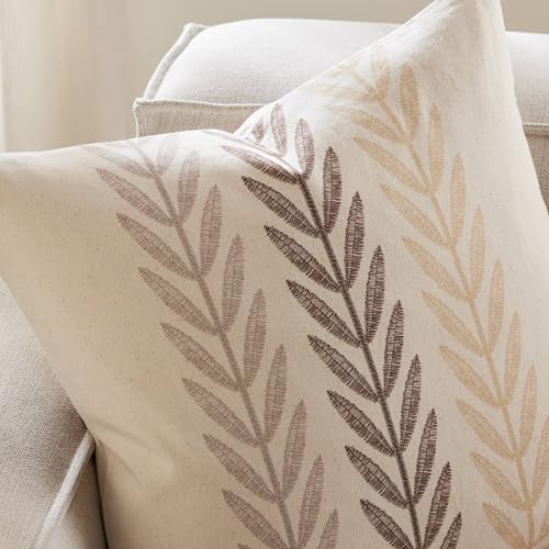 Farmhouse Leaves Throw Pillow Covers Set of 2, 18x18in Mixed Beige - color: Mixed Beige, size: 18" x 18" (Pack of 2)