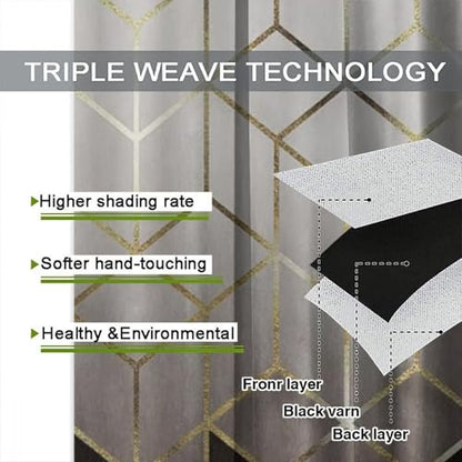 Geometric Marble Curtains, Black Gold Abstract Geometry Pattern Texture Window Treatments for Bedroom Living Room, Black Luxury Marble Drape 2 Panel Sets,52x84 Inch Blackout - color: Marble-4, size: 26"W x 84"L (Pack of 2)