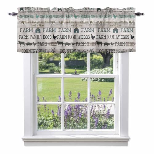 Double Love Farmhouse Valance Curtain, Rod Pocket, Polyester Blend, 1 Panel 54x18, Farmdol4183, Kitchen/Living Room/Bedroom/Bathroom/Window