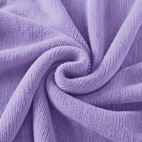 Homiest Lavender Knitted Throw Blanket with Fringe, 50x60 Inch - color: Lavender, size: 50" x 60"