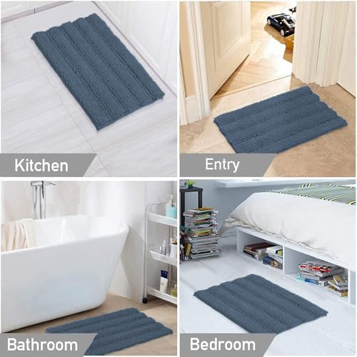 Turquoize Small Bathroom Rug 17x24, Soft Chenille Bath Rug, Blue Indigo - color: Blue Indigo, size: 17" x 24"