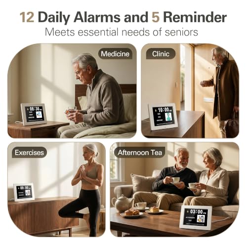 JALL 2026 Digital Calendar Clock (White, 15'') - color: White, size: 15''
