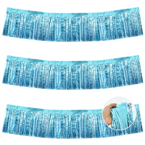 BEISHIDA Light Blue Fringe Garland Banner 30ft Wall Tinsel Foil Streamers - color: Baby Blue