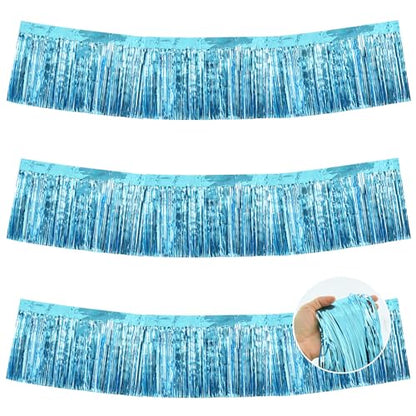 BEISHIDA Light Blue Fringe Garland Banner 30ft Wall Tinsel Foil Streamers - color: Baby Blue
