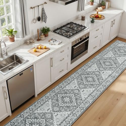 Lessymo 2 x 10 Runner Rug for Hallway, Washable Entryway Rugs, Grey White - color: Grey Beige, size: 2' x 10' (Runner)