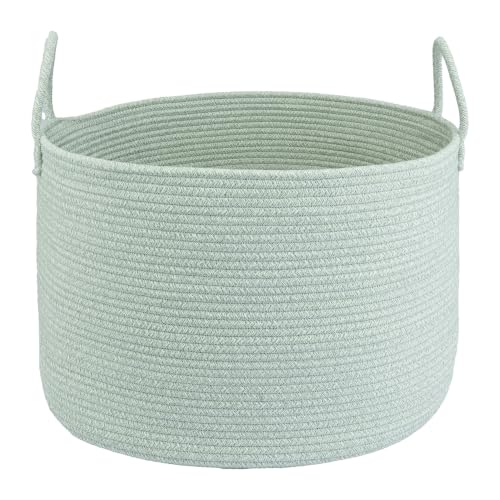 XUANGUO 66L Large Blanket Basket, Round Cotton Rope Basket, Light Green - color: light green