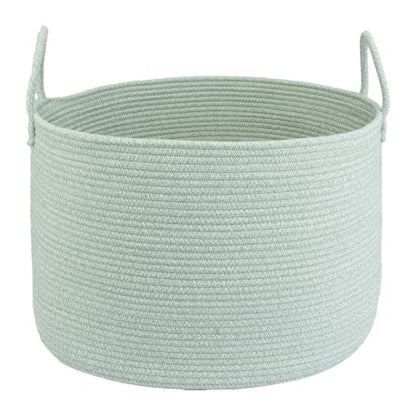 XUANGUO 66L Large Blanket Basket, Round Cotton Rope Basket, Light Green - color: light green