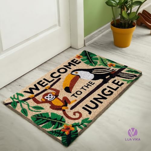 Coir Door Mats Outdoor, Welcome to the Jungle, 16 x 27,5 in - color: Welcome to the Jungle