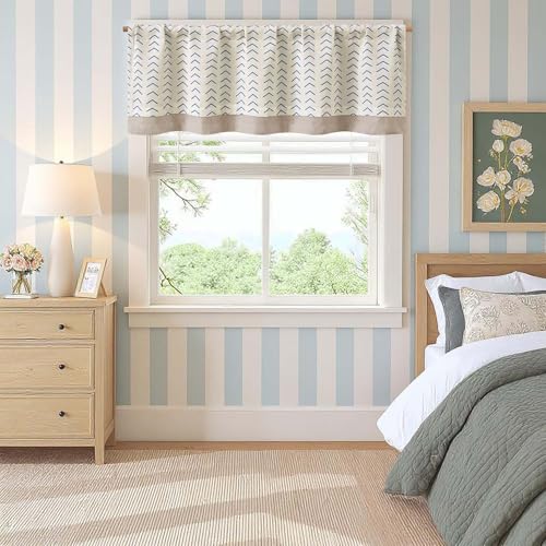 jinchan Arrow Linen Valance 18 Inch Modern Boho 1 Panel Blue on Linen - color: Arrow | Blue on Linen, size: 50"W x 18"L (Pack of 1)