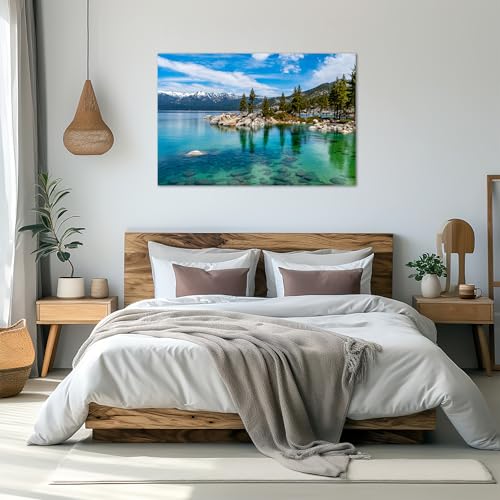 YIOZHAOFH Mountains Lake Tahoe Wall Art for Living Room Framed Landscape Picture Wall Decor Nature Canvas Print Posters National Park Scenery Framed Artwork for Home Office(24" L x 36" W) - color: YZ-NAPARK-08, size: 24"L x 36"W