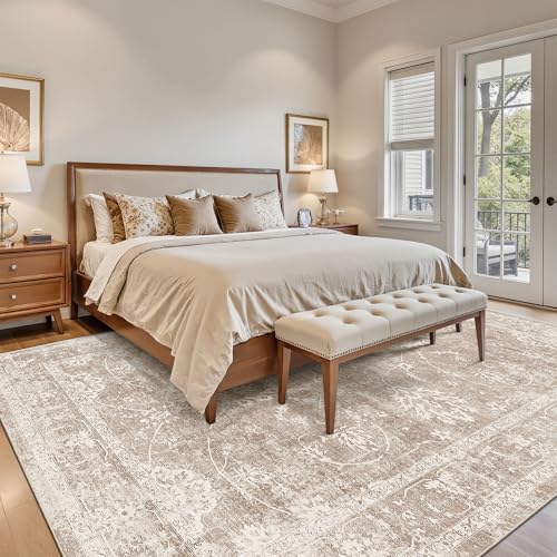 Madane 9x12 Area Rugs for Living Room, Washable Natural Rug Brown/Sand - color: Brown/Sand, size: 9' x 12' (Rectangular)