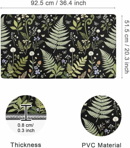 Kitchen Floor Mat 36x20in Waterproof Anti-Fatigue Kitchen Mats - color: Green Leaves Dandelion