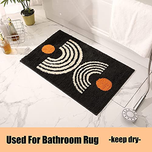 Boho Bathroom Rugs Non-Slip Abstract Bath Rugs Microfiber Cute Mat Black Washable for Tube/Washbasin/Toilet (Black-Music, 16"X24") - color: Black-music, size: 1'4" x 2' (Oblong)