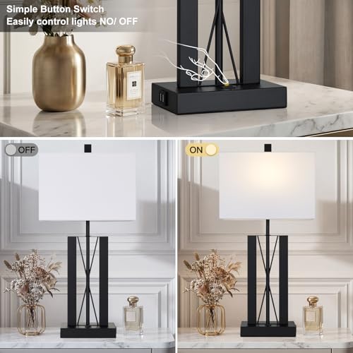 Lolikit 25" Modern Table Lamp for Living Room,Bedside Lamp for Bedroom - color: White - 25"H - 1 Pack