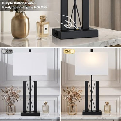 Lolikit 25" Modern Table Lamp for Living Room,Bedside Lamp for Bedroom - color: White - 25"H - 1 Pack