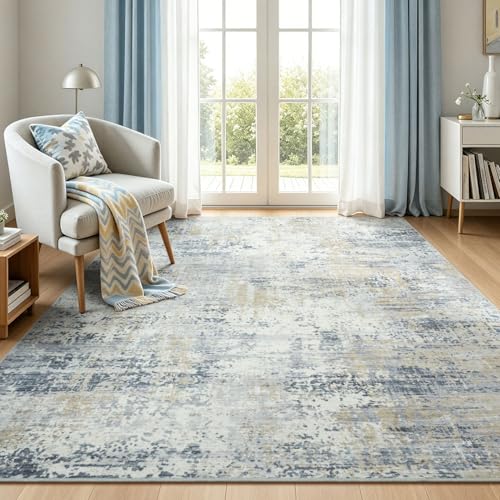 5x7 Area Rugs for Living Room Bedroom, Washable Non Slip Blue Rug - color: Blue, size: 5' x 7' (Rectangular)