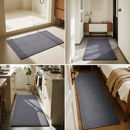 Triohero Waffle Bath Mat, Boho Bathroom Rugs Non Slip, 20x30 Dark Grey - color: Dark Grey, size: 1'8" X 2'6" (Rectangular)