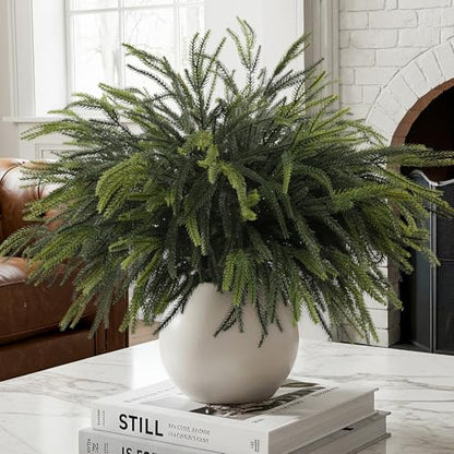 12Pcs Christmas Norfolk Pine Stems, 24'' Real Touch Branches Greenery Picks - color: Green