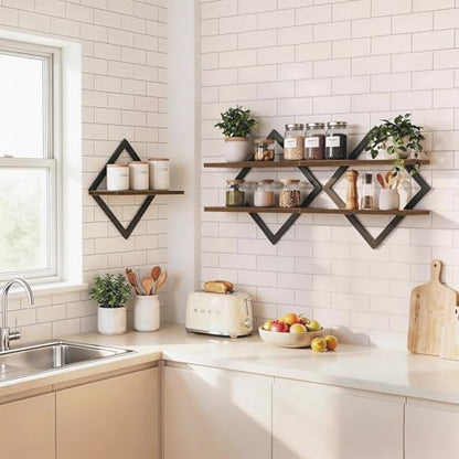 Floating Shelves for Wall, Set of 3 Hanging Shelves, Rustic Brown - size: 3-Pack