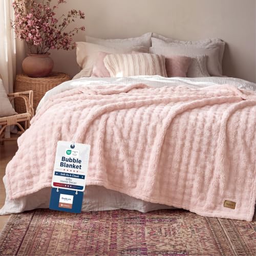 Bedsure Cloud Bubble Full Size Blanket for Bed, Light Pink, 84"×90" - color: 02 Light Pink, size: Full (84" X 90")