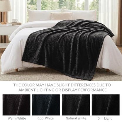 Exclusivo Mezcla Soft Fleece Blanket King Size for Bed, Sofa, Black - color: Black, size: King ( 90x104 IN )