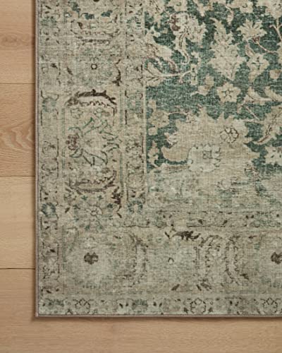 Loloi Magnolia Home Sinclair Jade/Sand 2'-3" x 7'-6" Runner Rug - color: Jade / Sand, size: 2'3" x 7'6" (Rectangular)