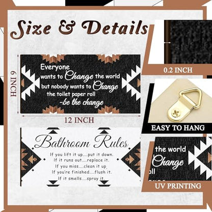 Jetec 2 Pcs Funny Bathroom Signs Wall Decor Farmhouse,Boho Style - style: Boho Style