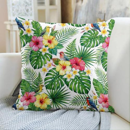 Throw Pillow Covers, Botanical Leaf, Set of 4, 18"x18" - color: Tropical Floral