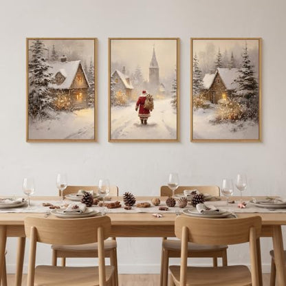 Celestdeco Large Christmas Santa Claus Framed Canvas Wall Art Set-16"x24"x3 - color: Christmas Santa Claus Wall Art, size: 16"L x 24"W