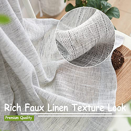 Semi Sheer Grey Curtains for Living Room 52x84" Linen Textured Rod Pocket 2 - color: Soft Grey - Rod Pocket, size: 52"W x 84"L (Pack of 2)
