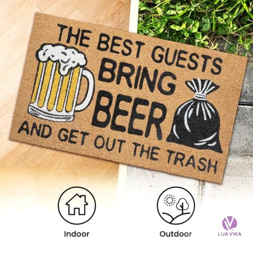 Funny Coir Door Mats Outside and Inside, Beer, 17 x 30 in - color: Beer