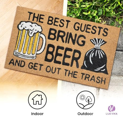 Funny Coir Door Mats Outside and Inside, Beer, 17 x 30 in - color: Beer