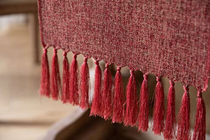 ZeeMart Red Table Runners 72 Inches Long, Burlap Linen Style Rustic Farmhouse Table Runner, Boho Woven Dining Table Runner, 13x72 Inches, Red - color: Classic Burlap/Red, size: 72" x 13" (Rectangular)