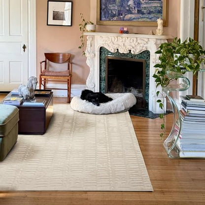 Revival Rugs Shell 4'x6' Area Rugs - Washable, Medium Pile, Beige, Cream - color: Beige/Cream, size: 3'11" x 6'1" (Rectangular)