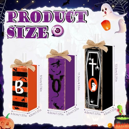 Britimes Witch Tiered Tray Signs, Rustic Firework, 3 Pack, Wooden - style: Halloween Boo