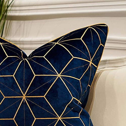 Avigers Throw Pillow Cover 18 x 18 Inch, Blue Gold, Velvet, Hidden Zipper - color: Blue, Gold, size: 18" x 18" (Pack of 1)