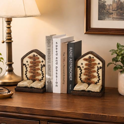 Vintage Bookends Set of 2, Brown Resin Direction Sign Book Ends for Shelves