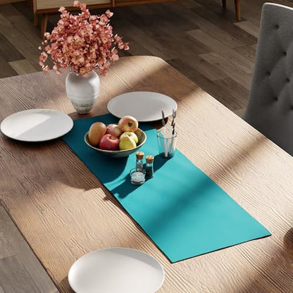 Encasa XO Table Runner, Cotton Canvas Dining Runner 13"x36" - color: Azul Blue, size: 13x36 in