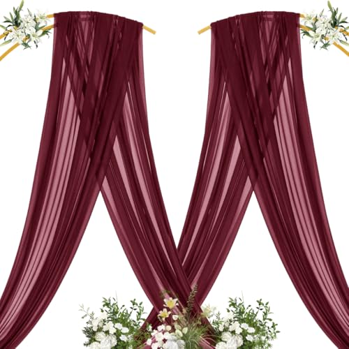 Sheer Gauze Wedding Arch Draping Fabric 29" x 20 FT 1 Panel Wine Red - color: Burgundy, size: 29"w x 240"l (Pack of 1)
