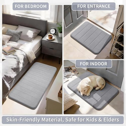 Yimobra 44"x24" Long Bath Mat, Super Soft Memory Foam Bathroom Rug - color: Grey, size: 44" X 24"