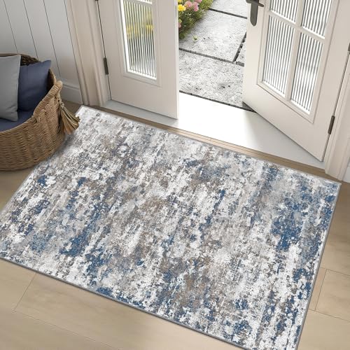 Small Area Rug 3x5 ft, Textured Non Slip Entryway Rug, Multi - color: Abstract-multi, size: 3' x 5' (Rectangular)