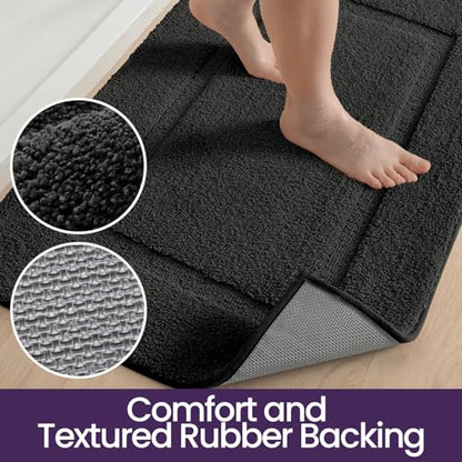 DEXI Bath Mat 36x24, Soft Absorbent Bathroom Rugs Non Slip, Black - color: Black, size: 36" X 24" (Rectangular)